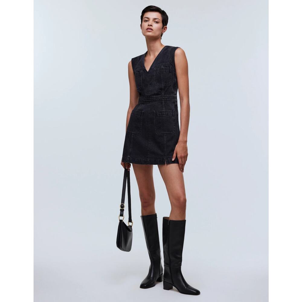 Madewell Denim Cap-Sleeve Mini‎ Dress in Tarrybrook Wash 6 NP072 Western Country